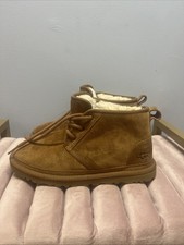 UGG Neumel Suede Chukka Boot Chestnut Shearling Lined Size 5