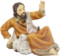Krippenfigur Hirte Liegend Mit Schaf 9 Cm Polyresin Deko Weihnachten