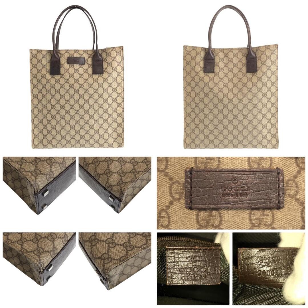 Gucci GG Supreme Canvas Tote Bag Brown Beige Silver Hardware Used thumbnail 2