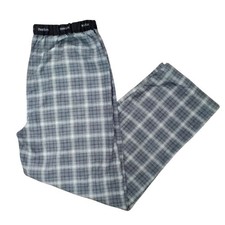Perry Ellis Pajama Pants Mens XL Gray Plaid Sleepwear Lounge Adjustable Waist