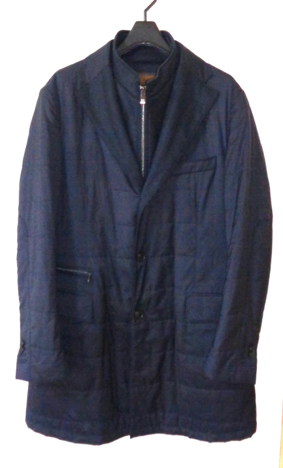 Corneliani ID Waterproof Quilted Jacket Size 50 Mens Navy ITALY Padded Coat Wool - Image 2 of 4