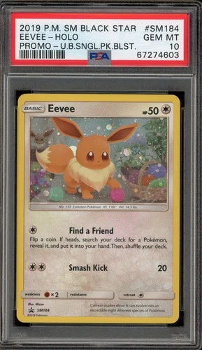 Pokemon Eevee Unbroken Bonds Blister Pk. Black Star Holo Promo SM184 PSA 10