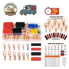 130-Piece Copper Wire Lugs  60 Heat Shrink Tubes - Reliable Battery Connectors