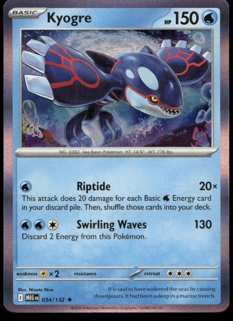 Kyogre Holo Rare ME01: Mega Evolution 034/132 NM