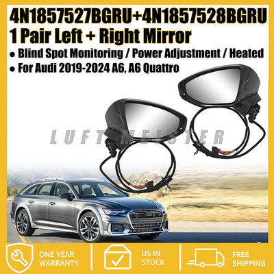 Left + Right Mirror Blind Spot Heated Turn Signal For 2019-24 Audi A6 Quattro S6