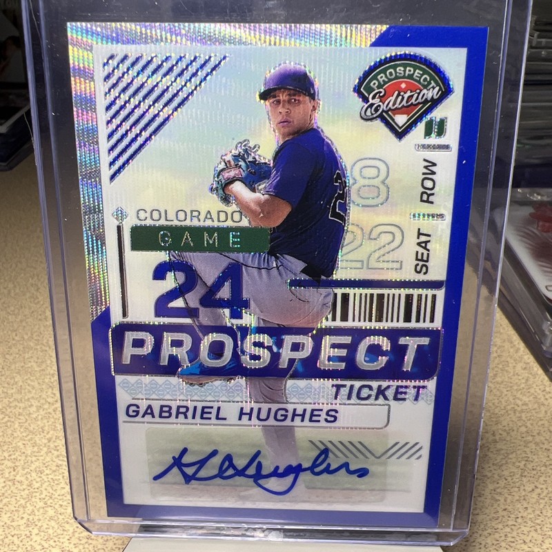 Gabriel Hughes 2024 Panini Prospect Edition FOTL Blue Wave /75 Prospect Ticket
