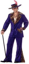 Costume Men Pimp Old School Jacket Pants Hat with Limp Halloween 00839, M 40-42