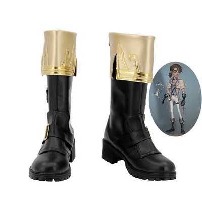 Identify V Curio Cabinet Shoes Cosplay Men Black Boots