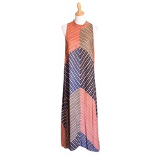 Anthropologie Farm Rio Halter Maxi Dress Chevron Boho European Sleeveless Stripe