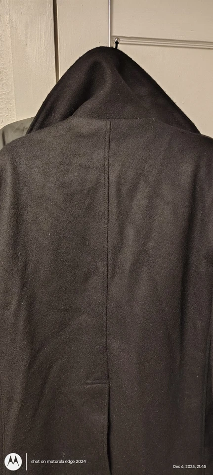 Abrigo de Guisante Alistado de la Marina de los Estados Unidos 44 XL Negro Lana/Forrado de Satén/SIN SIGNOS DE DESGASTE Foto 4 de 4