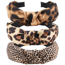 Cute Fashion Leopard Print Headbands 3Pcs Knotted Cheetah Print Hair A