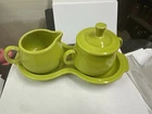 Fiesta COVERED SUGAR & CREAMER with FIGURE 8 TRAY SET - LEMONGRASS - 4 pc. set
