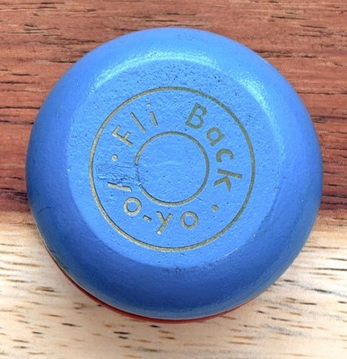 1950 s 1960 s Fli Back Yo-Yo Vtg Blue & Red Wood Wooden 2'' Diameter No String
