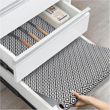 Drawer and Shelf Liner, Non-Slip Kitchen 23.6"W x 354"L, Black White
