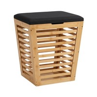 WäSchekorb Aus Bambus Mit SitzfläChe, 40 X 40 X 56 Cm