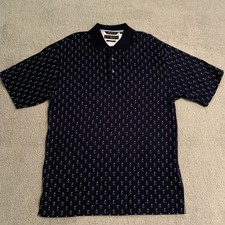 Tommy Hilfiger Navy Golf Flag  Tee Polo Size Medium Novelty Print