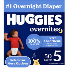 Huggies Overnites Nighttime Diapers, Size 5 27 lbs , 100 Count