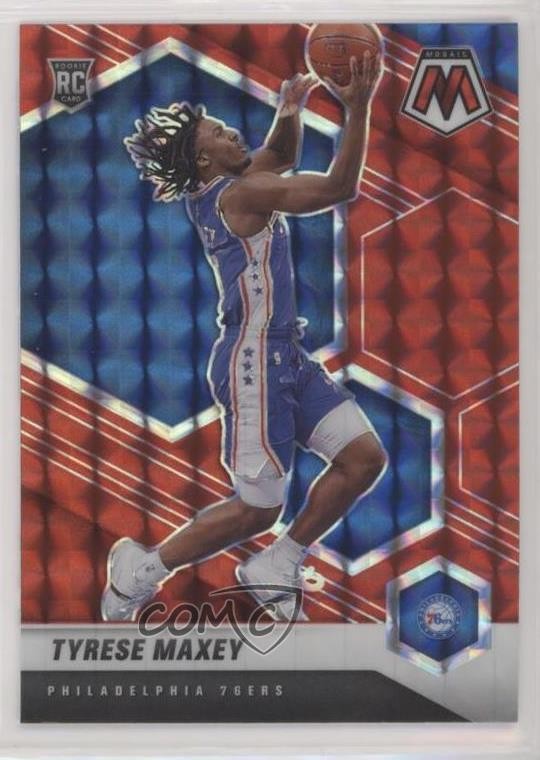 2020-21 Panini Mosaic Rookie Red Mosaic Prizm Tyrese Maxey #203 02ez