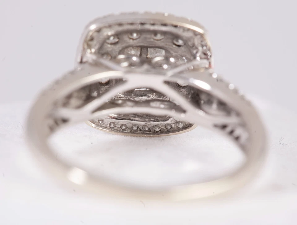 10k White Gold Quad Princess-Cut Diamond Double Cushion Engagement Ring - Image 4 of 4