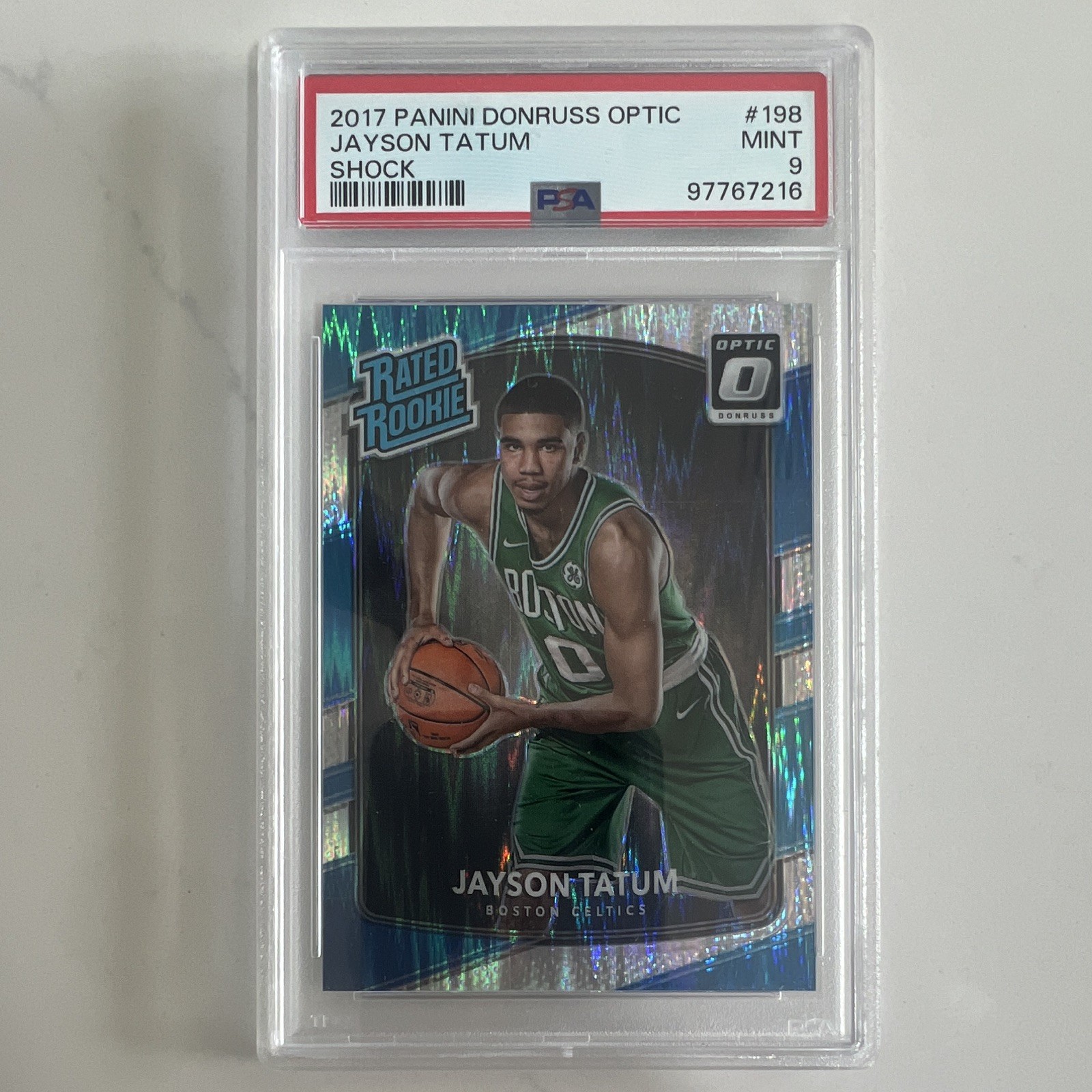 Panini Donruss Optic 2017-18 Jayson Tatum Rated Rookie Shock #198 PSA 9