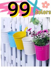 Iron Hanging Plant Pots Garden Balcony Fence Planters Outdoor Flower Pot Set