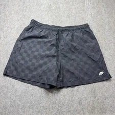 Nike Club Woven Flow Shorts Men 2XL Black Check Lightweight Nylon 6" FN3098