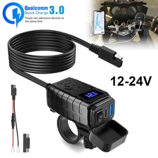 QC 3.0 Motorcycle SAE Dual USB Phone GPS Super Fast Charger Adapter Waterproof
