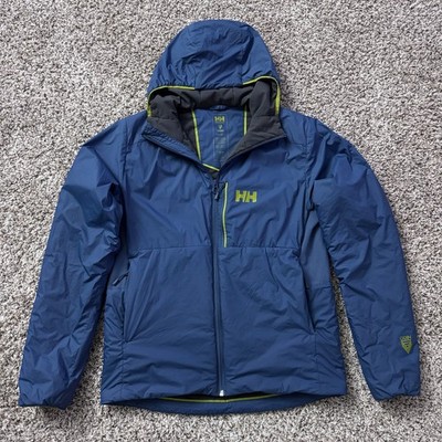 Helly Hansen Odin Stretch Hood Insulator Jacket Mens M Blue Primaloft Full Zip