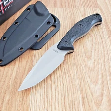 S-TEC Fixed Knife 4" Stainless Steel Full Blade Black Textured Plastic Handle