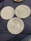 Vintage Dinner Plate 9.25" White Milk Glass Swirl Corning Toughened - Set Of 3