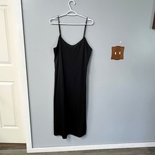 Cabernet Black Nylon Full Slip Dress Adjustable Straps Made in USA Vintage 36 42