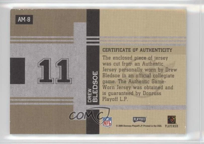 2005 Playoff Honors Alma Mater Materials Drew Bledsoe #AM-8 - Image 2 of 2