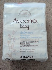 Image of Aveeno Baby Wipes Sensitive Skin 72 Count Pack of 4 Total 288 Wipes