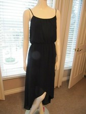 Outback Red Women’s Dress Spaghetti Strap Solid Navy Maxi Small Hi-low NWOT
