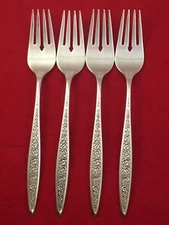 International Silver CHARMAINE Silverplate Lof of 4 Salad Forks 1971