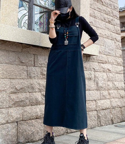 New Women's Suspender Dress Solid Jumpsuit Corduroy Bib Overalls Baggy Rompers - Picture 17 of 22