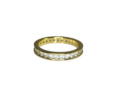 Sterling Silver Gold Tone Round Cubic Zirconia Eternity Band Ring Size ...