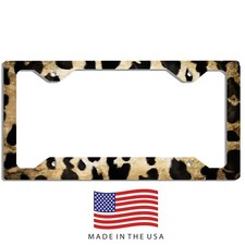 Cheetah Print Vanity Aluminum License Plate Frame Tag Car Truck Suv