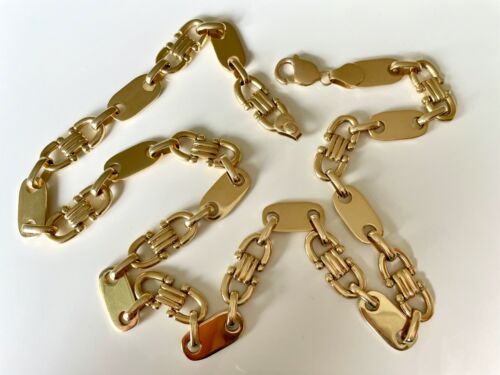 STEIGBÜGEL PLÄTTCHEN KETTE 585 /14 KARAT GOLD 66cm Plattenkette - Bild 8 von 10