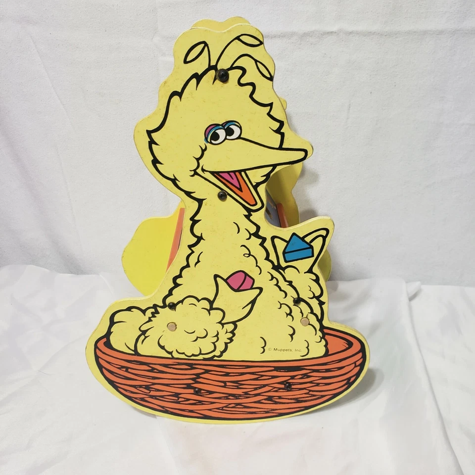 De colección Sesame Street Big Bird forma clasificador juguete mecedor de madera con campana Foto 4 de 4