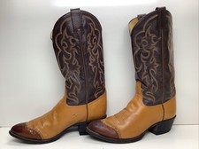 VTG MENS TONY LAMA LIZARD TOE  COWBOY BROWN BOOTS SIZE 8.5 D