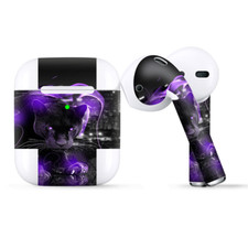 Skins Wraps compatible for Apple Airpods Black Panther purple smoke