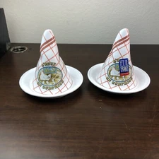 ESTELLO CERAMIC MADE IN FRANCE 2 PC Egg Plate SET Cones Rare Bloomingdale’s