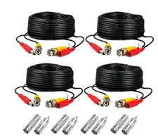 4-Pack 125ft BNC Video Power RCA Cable for CCTV DVR Security System