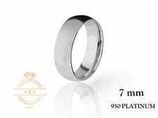 950 Platinum Low Dome 7mm Wedding Band Ring - Comfort Fit Matte Brushed Finish