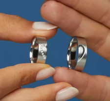 1.0Ct Round Simulated Diamond 14K White Gold Plated Wedding Couple Band Ring Set