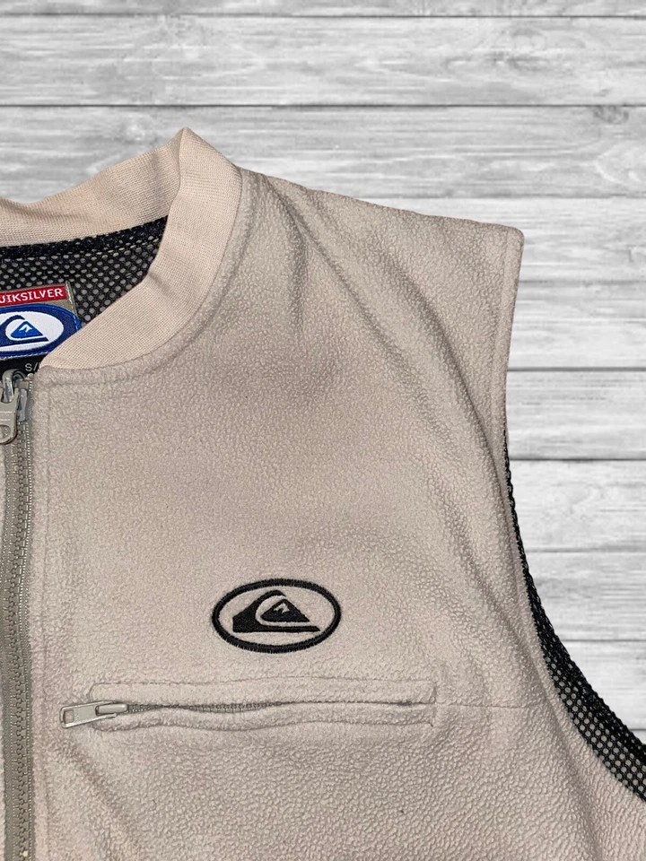 Chaqueta Chaleco Polar Quiksilver De Colección Años 80 90 Para Hombre Talla Pequeña Bronceado Surf Y2K Foto 2 de 4