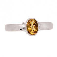 Natural Citrine - Brazil 925 Sterling Silver Ring Jewelry s.9 CR73738