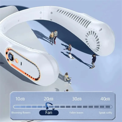 Ventilateur De Cou Rechargeable USB - 5 Vitesses, Blanc Mat - 2025, Classe A+++