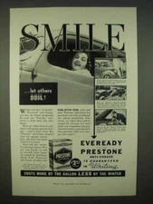 1938 Eveready Prestone Anti-Freeze Ad - Smile!